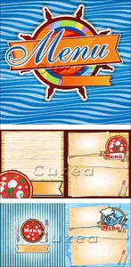 Vector - Fish menu and menu for pizza