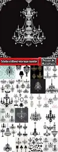 Collection of different vector images chandelier