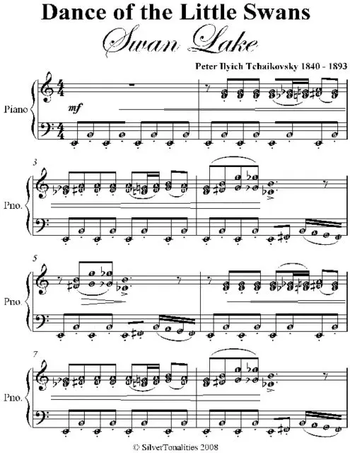«Dance of the Little Swans Swan Lake Intermediate Piano Sheet Music» by Peter Ilyich Tchaikovsky
