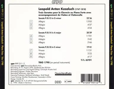 Trio 1790 - Leopold Anton Koželuch: 3 Piano Trios, Vol. 1 (1996)