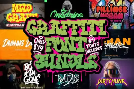 Graffiti Fonts Bundle - 9 Premium Fonts