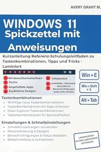 Windows 11 Spickzettel mit Anweisungen: Kurzanleitung Referenz-Schulungsleitfaden zu Tastenkombinationen, Tipps und Tricks -