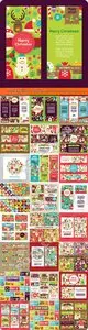 2016 Merry Christmas template banners cards icons seamless patterns vector
