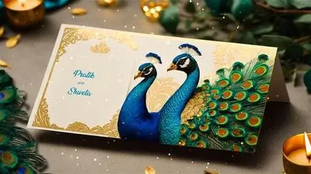 Peacock Theme Wedding Invitation 3D Design Slideshow 49920911