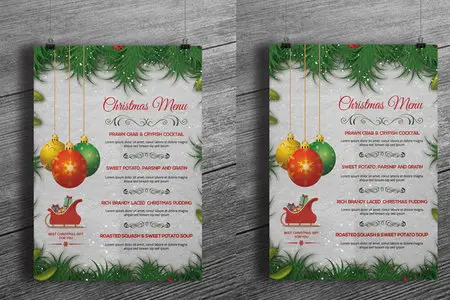 CreativeMarket - Christmas party menu template-V105