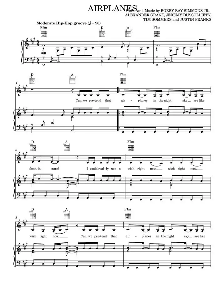 Airplanes - B.o.B., B.o.B. featuring Hayley Williams, Hayley Williams (Piano-Vocal-Guitar)