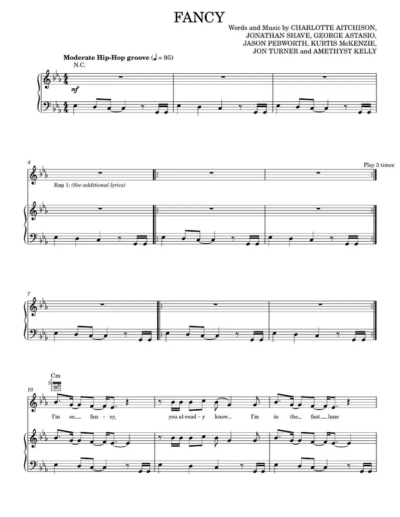 Fancy - Iggy Azalea, Iggy Azalea Featuring Charli XCX (Piano-Vocal-Guitar)