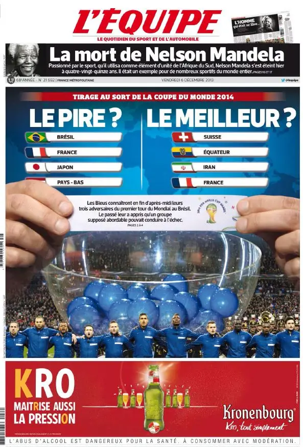 L'Equipe du Vendredi 6 Décembre 2013