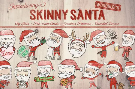CreativeMarket - Skinny Santa Clip Art Bundle