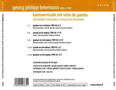 Christophe Coin, Ensemble Baroque de Limoges - Georg Philipp Telemann: Kammermusik mit Viola da Gamba (2011)
