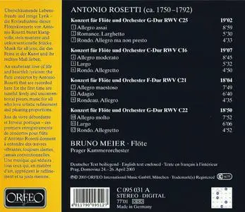 Bruno Meier - Rosetti: Flute Concertos (2005)