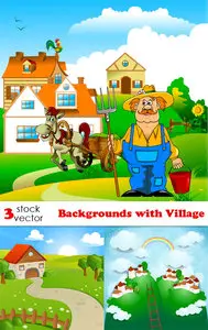 Vectors - Backgrounds with Village