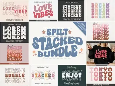 Spilt Stacked Fonts Bundle