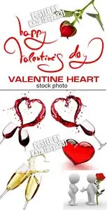 Valentine wine & hearts