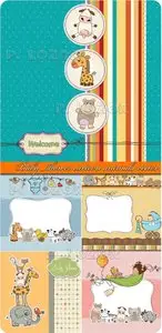 Baby shower cartoon animals vector