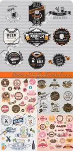 Labels and badges food drink vector