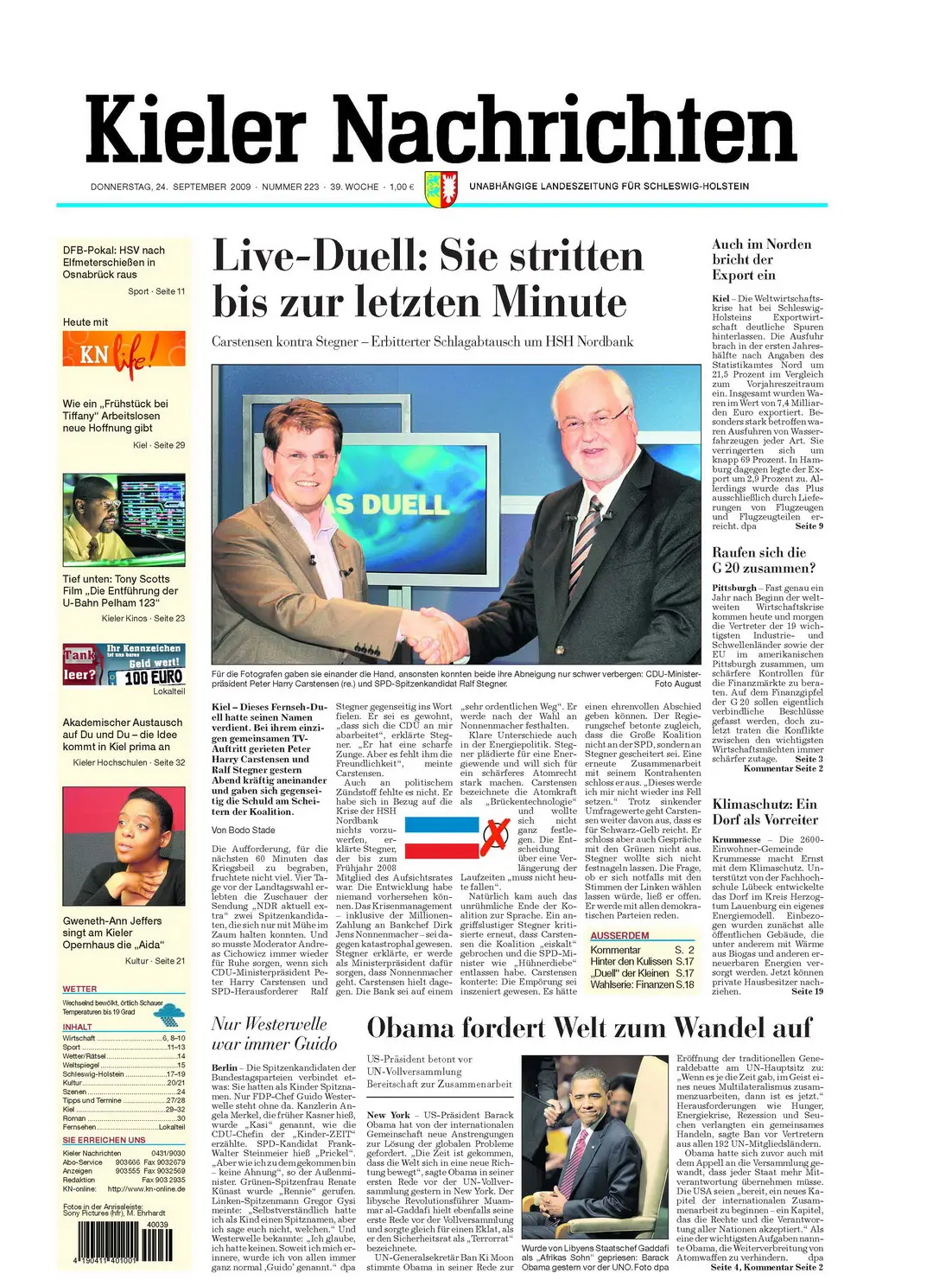 Kieler Nachrichten vom 24. September 2009
