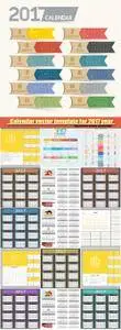 Calendar vector template for 2017 year