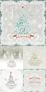 Vector Set - 5 Watercolor Christmas Backgrounds