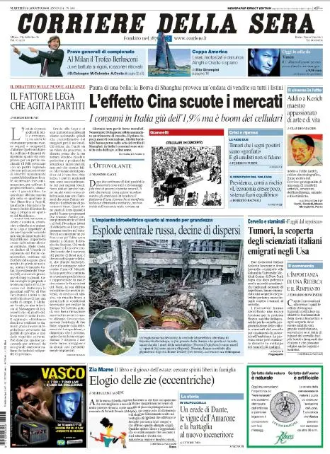 Il Corriere della Sera (18-08-09)