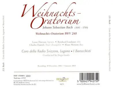 Diego Fasolis, I Barocchisti, Coro della Radio Svizzera, Lugano - Johann Sebastian Bach: Weihnachts-Oratorium (2011)