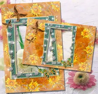 Frames for Photoshop - Orange Floral