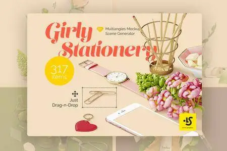 CreativeMarket - Girly Stationery Mockup Creator