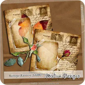 Vintage Scrap Kit: Melancolie, 2 Fantasy Papers, 3 Clusters
