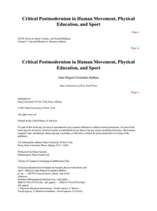 Critical Postmodernism in Human Movement, Physical Education, and Sport