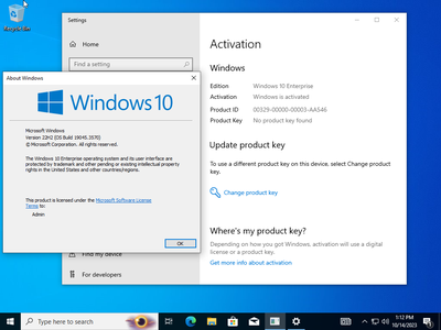 Windows 10 Enterprise 22H2 build 19045.3570 Preactivated (x64) Multilingual October 2023