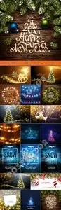 2016 Merry Christmas and Happy New Year vector background 5
