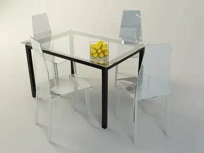 3D model of table and chairs for a kitchen