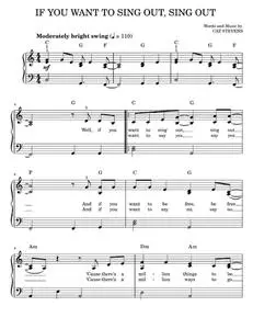 If you want to sing out sing out - Cat Stevens (Easy Piano)
