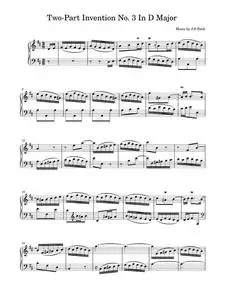 Two-Part Invention No. 3 In D Major - J.S. Bach, Johann Sebastian Bach (Piano Solo)