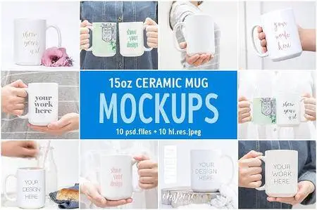 CreativeMarket - 15oz Ceramic Mug Mockup Bundle