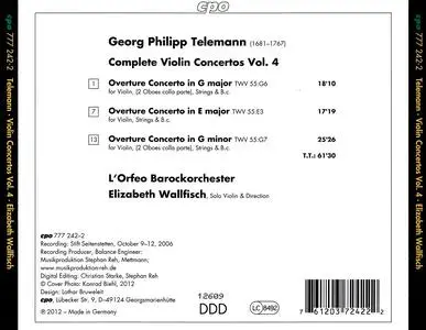 Elizabeth Wallfisch, L'Orfeo Barockorchester - Georg Philipp Telemann: Complete Violin Concertos, Vol. 4 (2012)