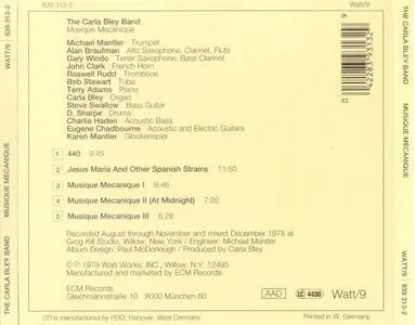 The Carla Bley Band - Musique Mecanique (1978) {Watt}