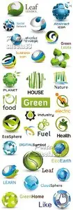 Glossy Nature Icons Vector