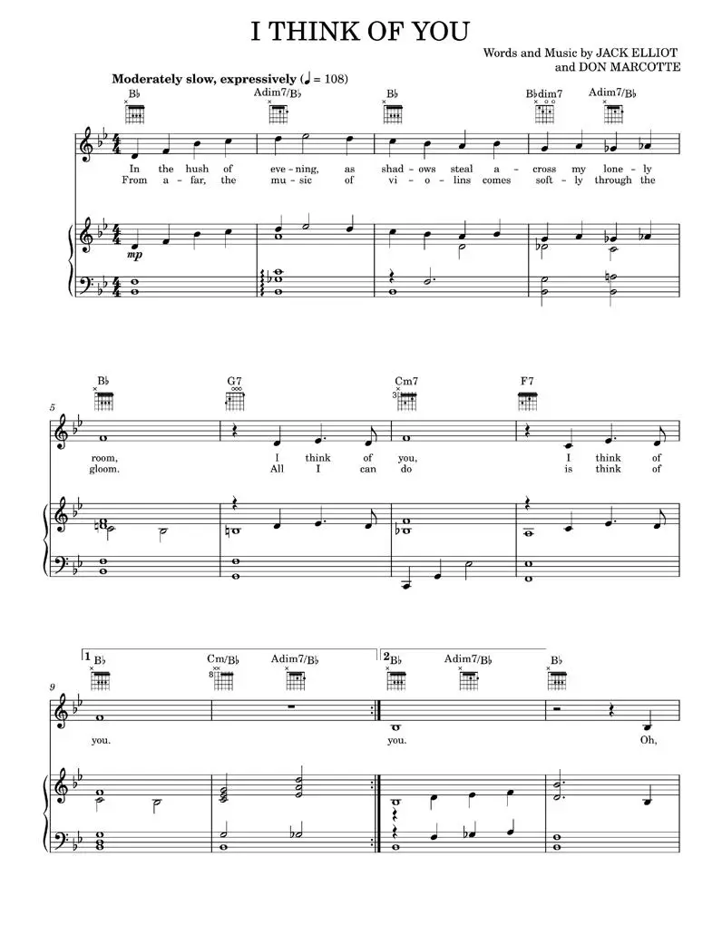 I Think Of You - Cole Porter, Frank Sinatra (Piano-Vocal-Guitar)