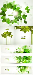Green leaves cards & banners