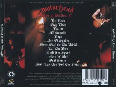 Motörhead - Live At Brixton '87 (1994) [2005, Sanctuary SMRCD010, EU]