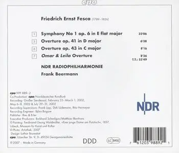 Frank Beermann, NDR Radiophilharmonie - Friedrich Ernst Fesca: Symphony No. 1, Three Overtures (2007)