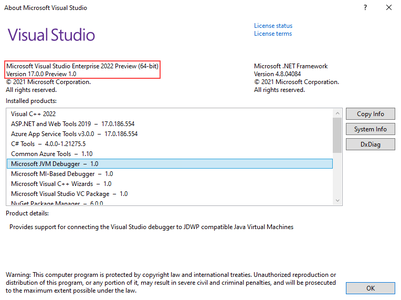 Microsoft Visual Studio 2022 Preview 1.0