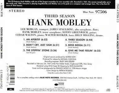 Hank Mobley - Third Season (1967) {Blue Note 97506, Connoisseur CD Series rel 1998}