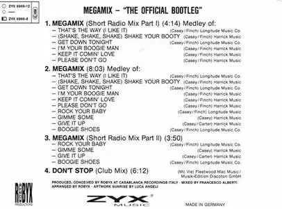 KC & The Sunshine Band - Megamix: "The Official Bootleg" (Germany CD5) (1993) {ZYX Music}