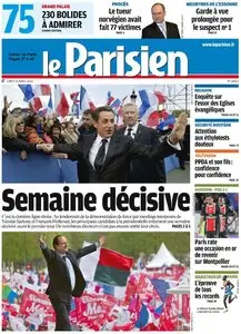 Le Parisien + Cahier Paris du Lundi 16 Avril 2012
