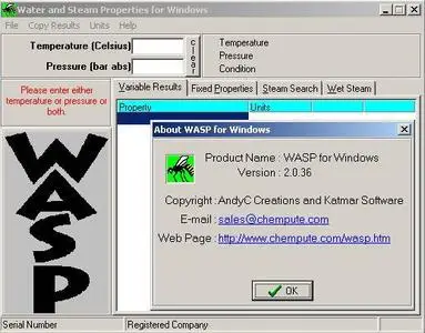 Katmar WASP for Windows v2.0.36 - Water And Steam Properties