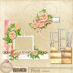 Vintage Scrap Kit: Melancolie, 2 Fantasy Papers, 3 Clusters