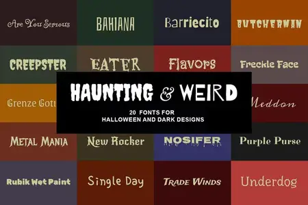 20 Haunting & Weird Premium Fonts Pack