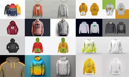 Realistic Hoodie Sweatshirt Collection - 10 PSD Mockup Templates